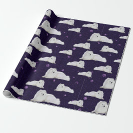 Samoyed in Paarse kosmos Gift Wrap Cadeaupapier
