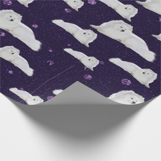Samoyed in Paarse kosmos Gift Wrap Cadeaupapier (Hoek)
