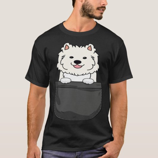 Samoyed in pocket  cute mom dad dog t-shirt (Voorkant)
