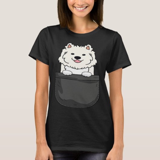 Samoyed in pocket cute mom dad dog t-shirt (Voorkant)