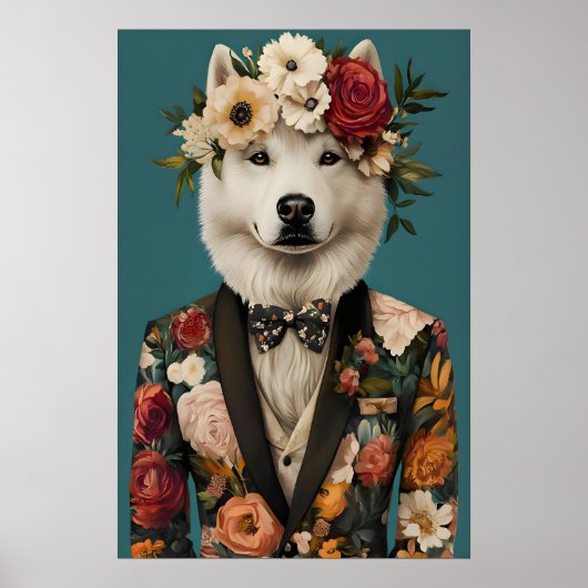 Samoyed In Suit Poster, Samoyed Portrait, Samoyed Poster (Voorkant)