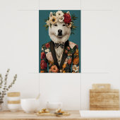 Samoyed In Suit Poster, Samoyed Portrait, Samoyed Poster (Keuken)