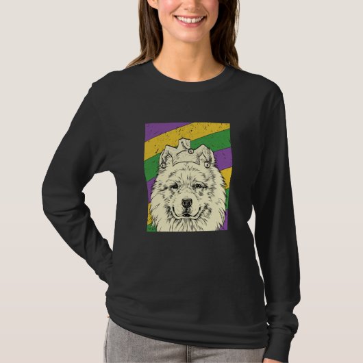 Samoyed Jester Mardi Gras Dog Mom or Dad T-shirt (Voorkant)