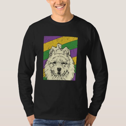 Samoyed Jester Mardi Gras Dog Mom or Dad T-shirt (Voorkant)