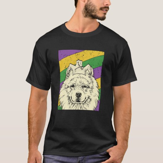 Samoyed Jester Mardi Gras Dog Mom or Dad T-shirt (Voorkant)