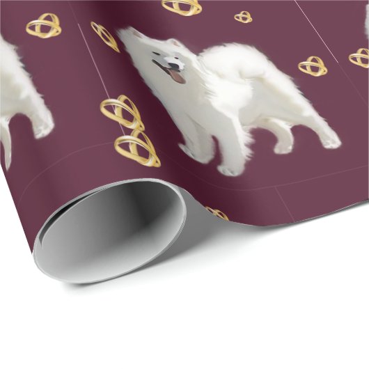 Samoyed Jubileum Pattern (Fabric wordt apart verko Cadeaupapier (Rol Hoek)