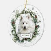 Samoyed keramische cirkel Ornament (Links)