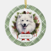 Samoyed keramische cirkel Ornament (Voorkant)