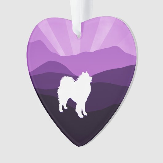 Samoyed keramische hartversiering; Keuze van vorme Ornament (voorkant)