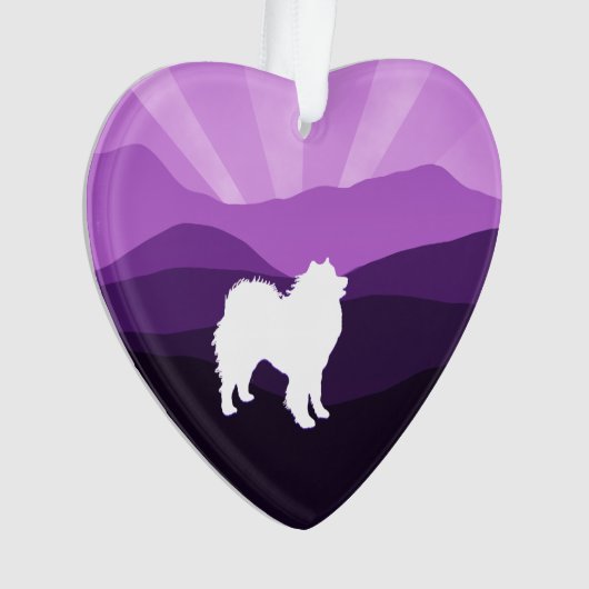 Samoyed keramische hartversiering; Keuze van vorme Ornament (voorkant)