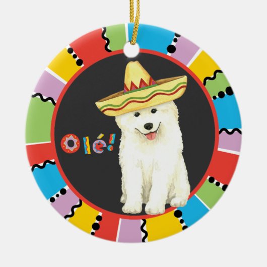 Samoyed keramische kerstversiering Fiesta Keramisch Ornament (Voorkant)