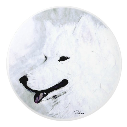 Samoyed Keramische Knop (Voorkant)