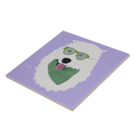 Samoyed keramische tegel tegeltje (Zijkant)