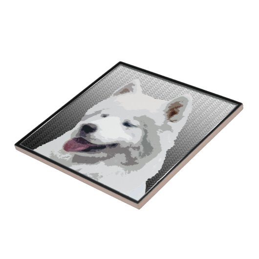 Samoyed keramische tegel tegeltje (Zijkant)
