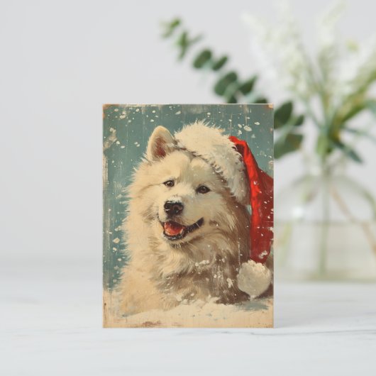 Samoyed kerst briefkaart (Staand voorkant)