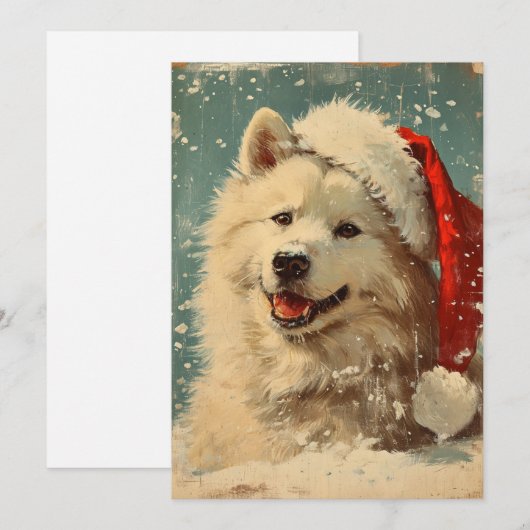 Samoyed kerst feestdagenkaart (Voorkant / Achterkant)