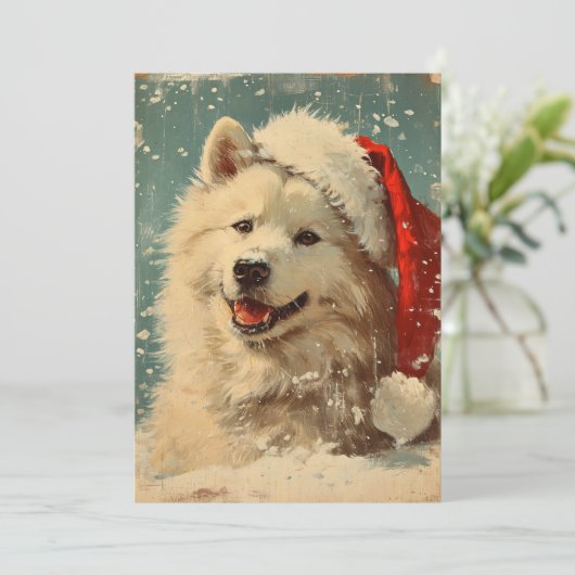 Samoyed kerst feestdagenkaart (Staand voorkant)