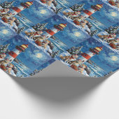 Samoyed Kerst Lichtbaken Vakantie Cadeaupapier (Hoek)