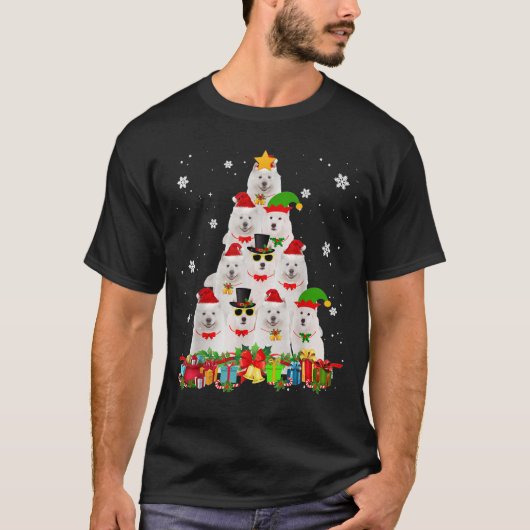 Samoyed kerstboom Funny Dog Lover Xmas-cadeautjes T-shirt (Voorkant)