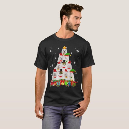 Samoyed kerstboom Funny Dog Lover Xmas-cadeautjes T-shirt (Voorkant volledig)