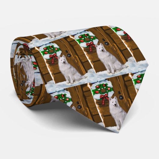 Samoyed Kerstcadeaus Stropdas (Opgerold)