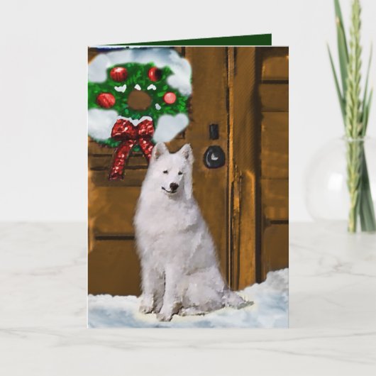 Samoyed kerstcadeautjes feestdagen kaart (Voorkant)