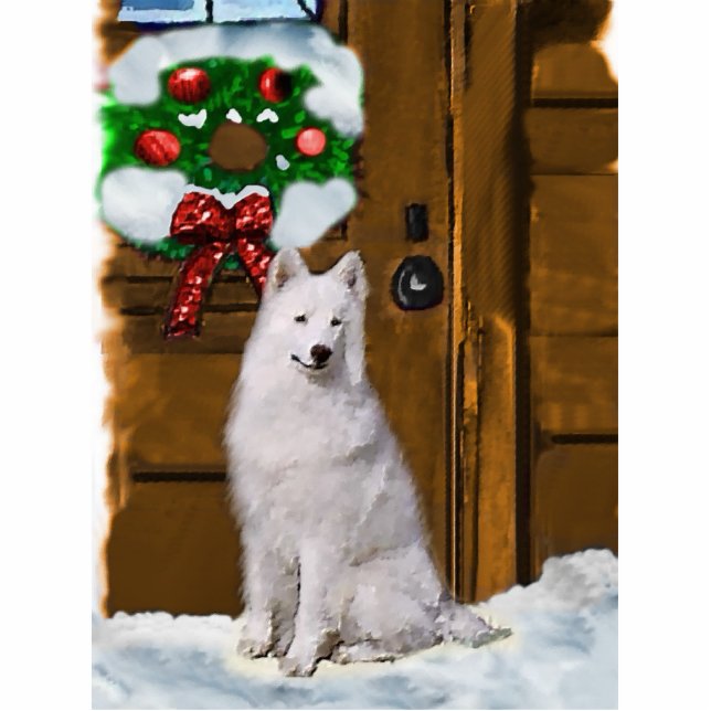 Samoyed kerstcadeautjes fotobeeldje ornament (Voorkant)