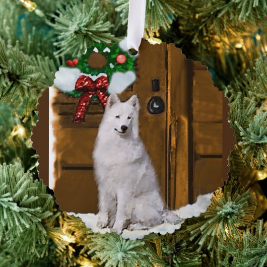 Samoyed kerstcadeautjes ornament kaart (Insitu (Drie))