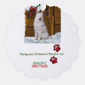 Samoyed kerstcadeautjes ornament kaart (Achterkant)