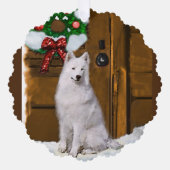 Samoyed kerstcadeautjes ornament kaart (Voorkant)