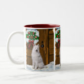 Samoyed kerstcadeautjes tweekleurige koffiemok (Links)