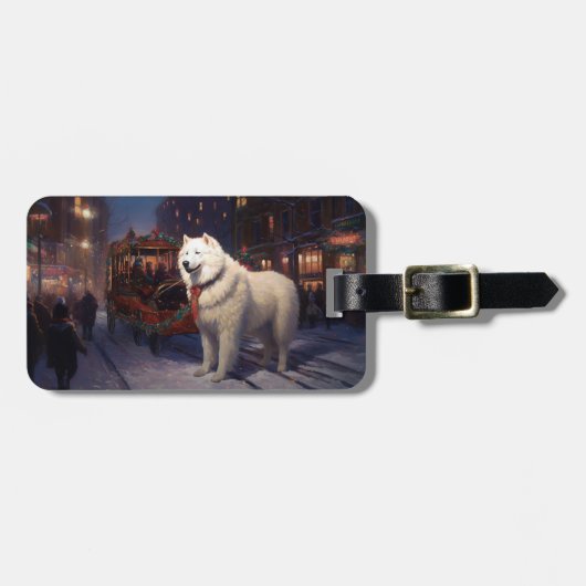 Samoyed Kerstfeest Seizoen Bagagelabel (Voorkant horizontaal)