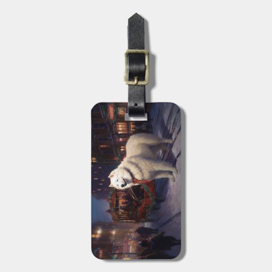 Samoyed Kerstfeest Seizoen Bagagelabel (Voorkant verticaal)