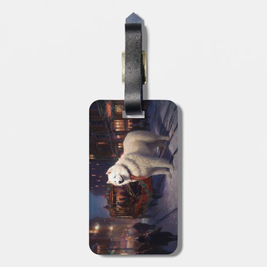 Samoyed Kerstfeest Seizoen Bagagelabel (Achterkant verticaal)