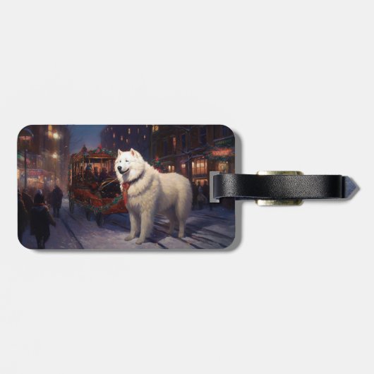 Samoyed Kerstfeest Seizoen Bagagelabel (Achterkant horizontaal)