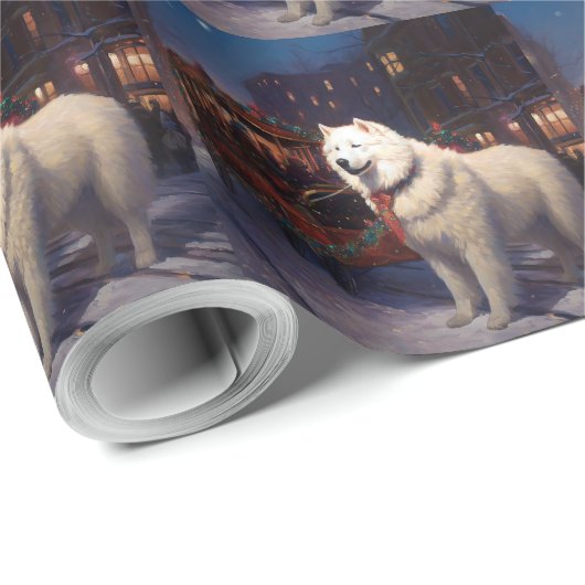 Samoyed Kerstfeest Seizoen Cadeaupapier (Rol Hoek)