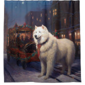 Samoyed Kerstfeest Seizoen Douchegordijn (Voorkant)