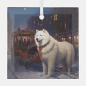 Samoyed Kerstfeest Seizoen Glas Ornament (Voorkant)