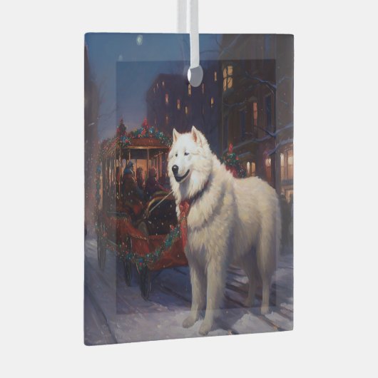 Samoyed Kerstfeest Seizoen Glas Ornament (Voorkant Rechts)