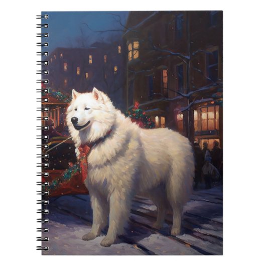 Samoyed Kerstfeest Seizoen Notitieboek (Voorkant)