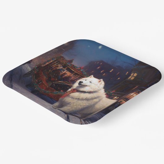 Samoyed Kerstfeest Seizoen Papieren Bordje (Gebogen)