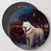Samoyed Kerstfeest Seizoen Ronde Button 6,0 Cm (Voorkant /achterkant)