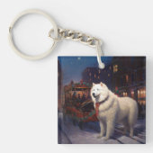 Samoyed Kerstfeest Seizoen Sleutelhanger (Voorkant)