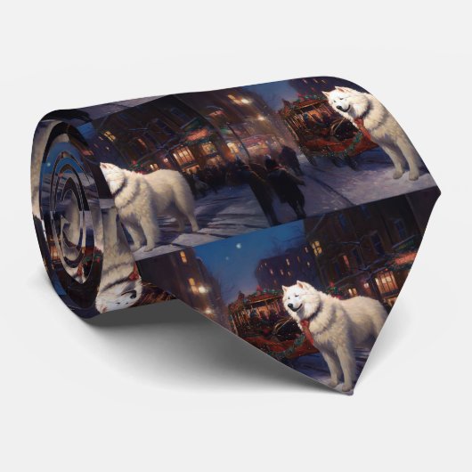 Samoyed Kerstfeest Seizoen Stropdas (Opgerold)