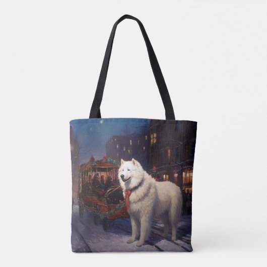 Samoyed Kerstfeest Seizoen Tote Bag (Achterkant)
