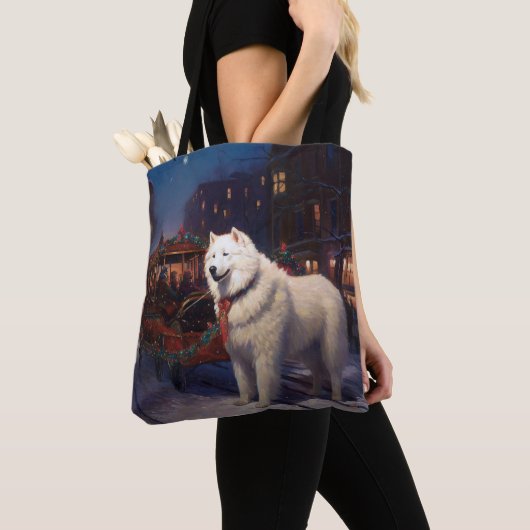 Samoyed Kerstfeest Seizoen Tote Bag (Dichtbij)
