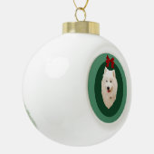Samoyed kerstfeestdag-versiering; niet ondertekend keramische bal ornament (Links)