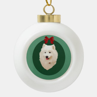 Samoyed kerstfeestdag-versiering; niet ondertekend keramische bal ornament