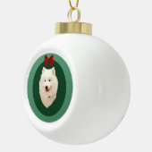 Samoyed kerstfeestdag-versiering; niet ondertekend keramische bal ornament (Rechts)