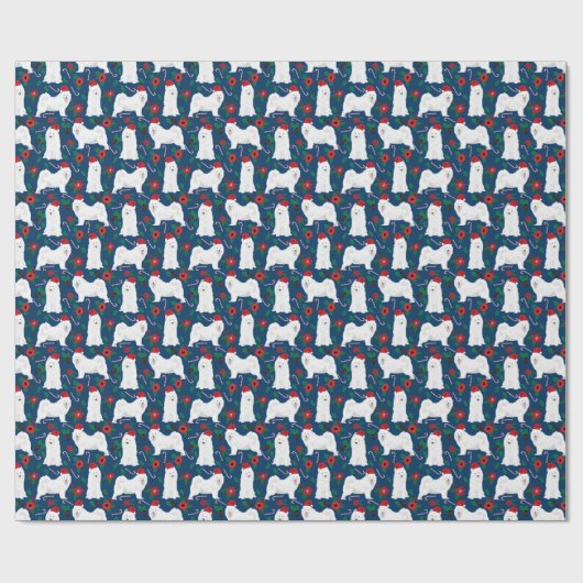 Samoyed kerstFloral Cadeaupapier (Vlak)